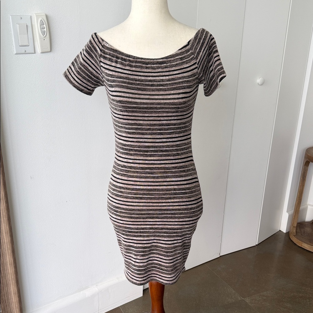 Blush Striped Short Sleeve Bodycon Dress - Black & Cream